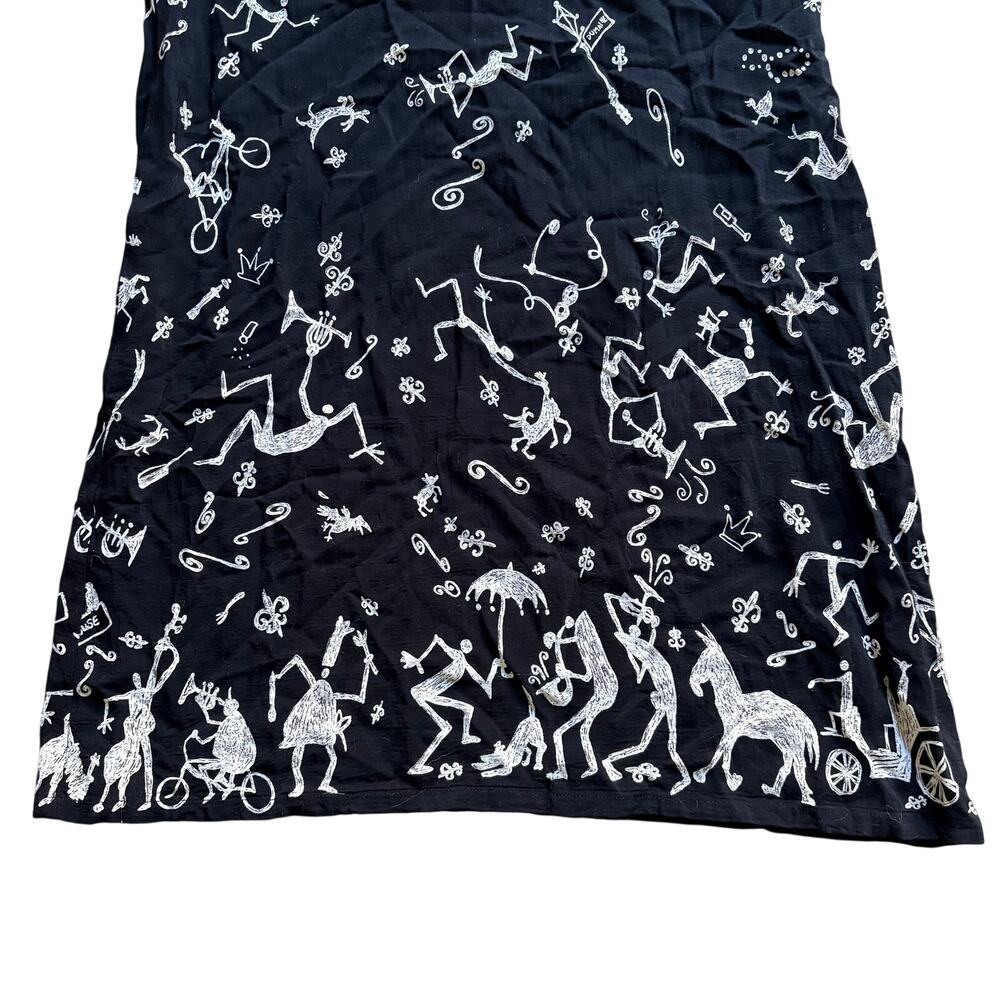 David Dart New Orleans Mardi Gras Jazz Music Fleur De Lis Whimsical Black Dress - Picture 4 of 7
